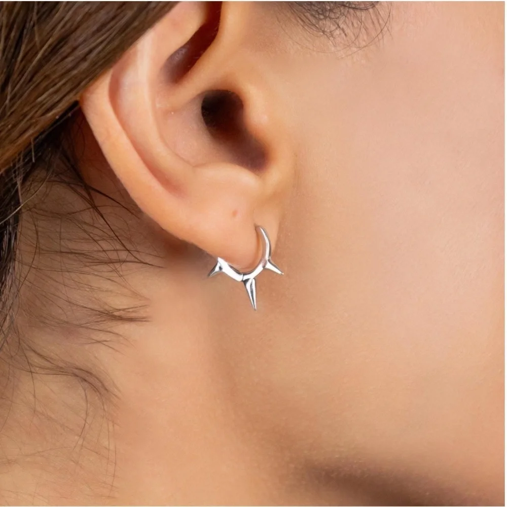 Kate Spade Inspired 925 Sterling Silver Spike Hoop Earrings